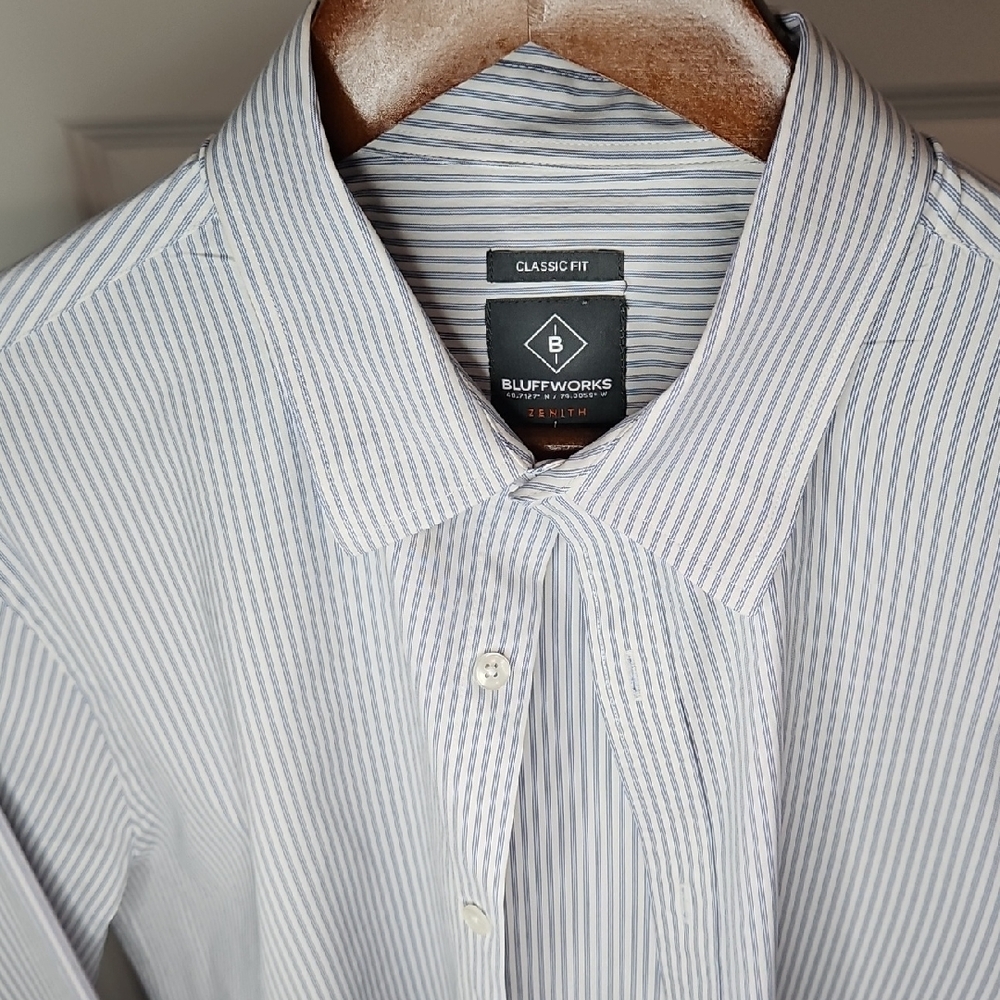 Bluff Works Men's Classic Fit Striped Shirt - Blue